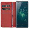 Leather Wallet Case & Card Holder Pouch for Sony Xperia XZ2 - Red